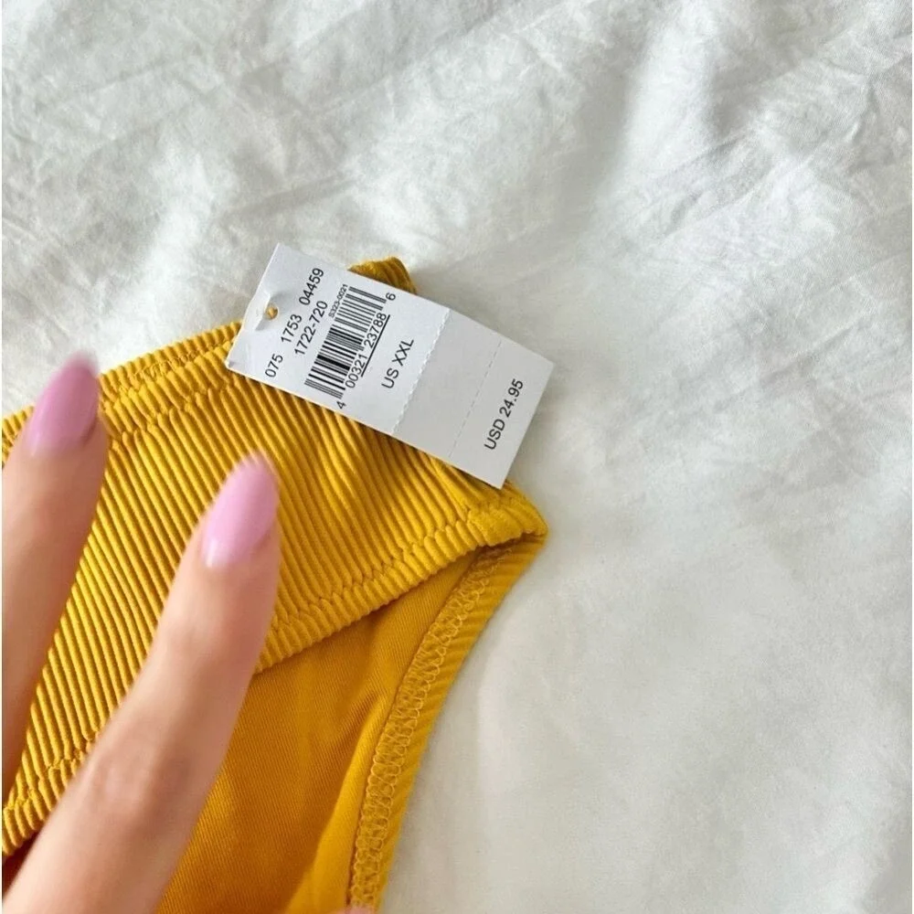 Aerie Ribbed Full‎ Coverage Yellow Mustard Bikini Bottom XXL